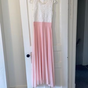 White and light pink bridesmaid dress, Size S